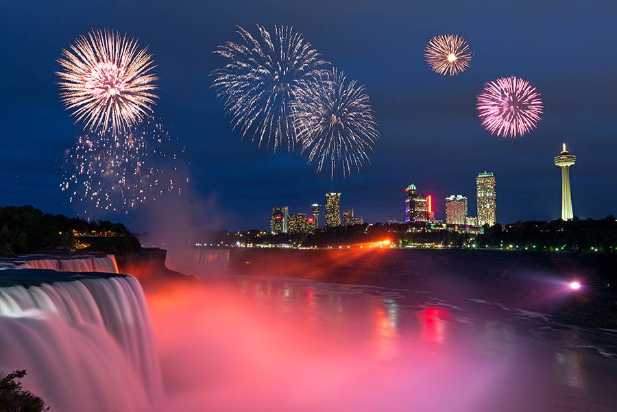 Canadian Night Market! In-depth views of the falls and fireworks